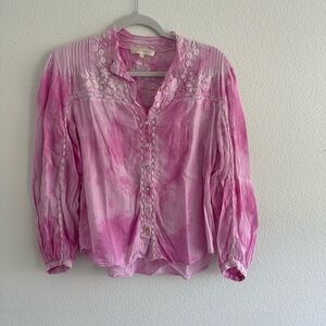 Love Shack Fancy Shirt Blouse Pink Medium